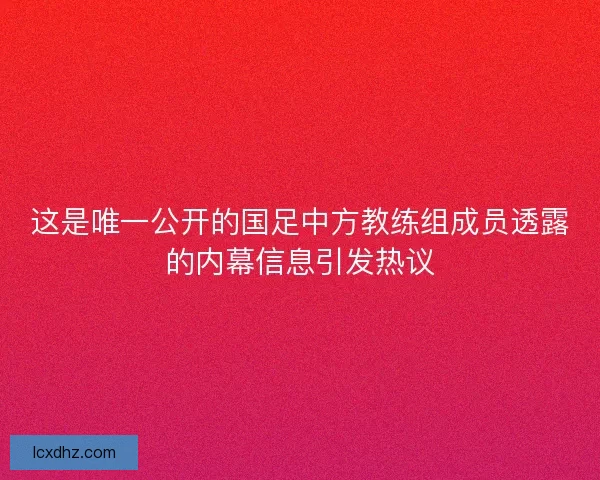 这是唯一公开的国足中方教练组成员透露的内幕信息引发热议